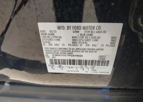 2023 Ford Explorer St z USA, uszkodzony, nr VIN 1FM5K7GC7PGA79026